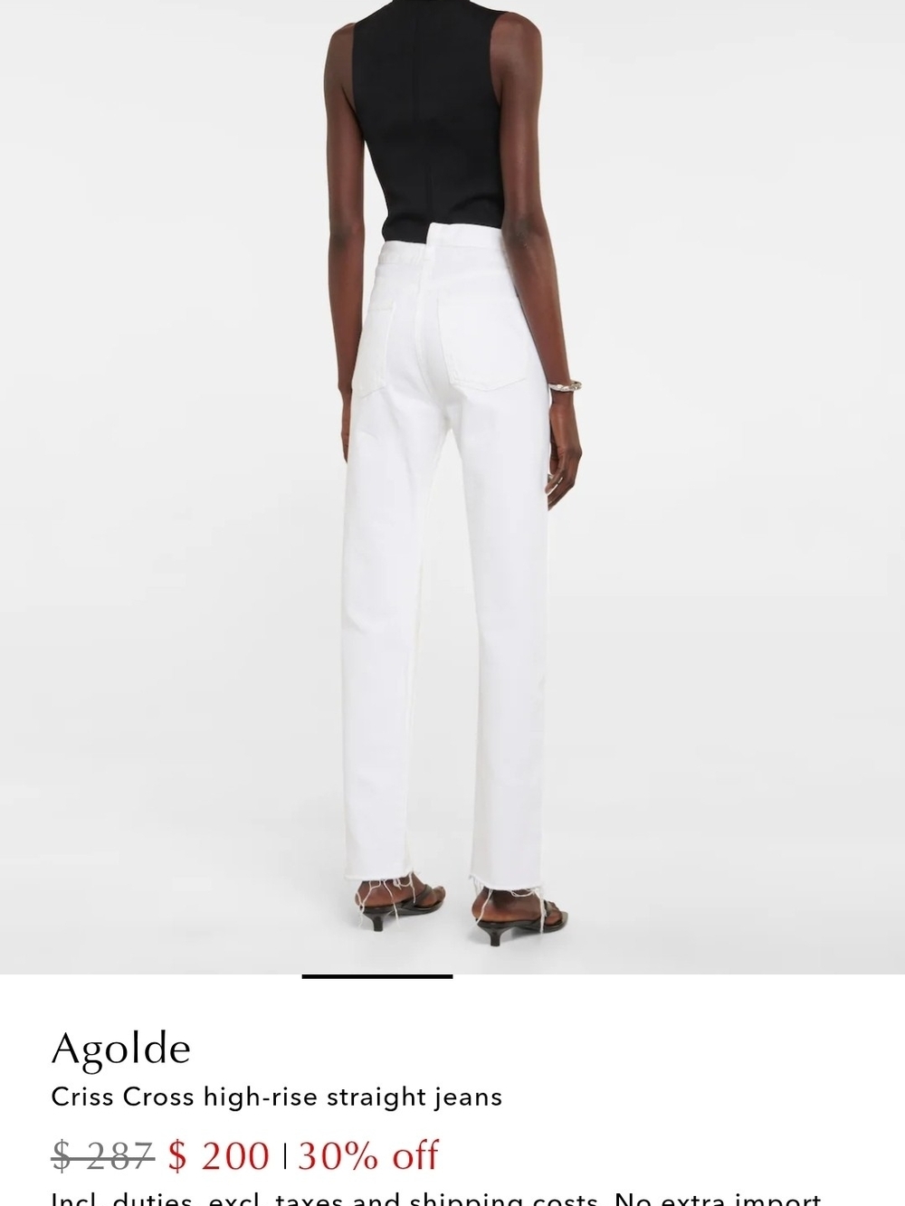 Agolde White Criss Cross High-Rise Straight Jeans